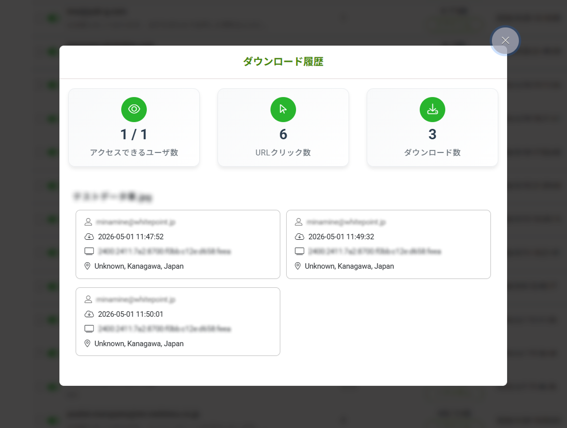 ダッシュボード画面のスクリーンショット